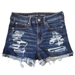 American Eagle High Waisted Shorts Womens 4 Distressed Casual Beachy Summer Surf
